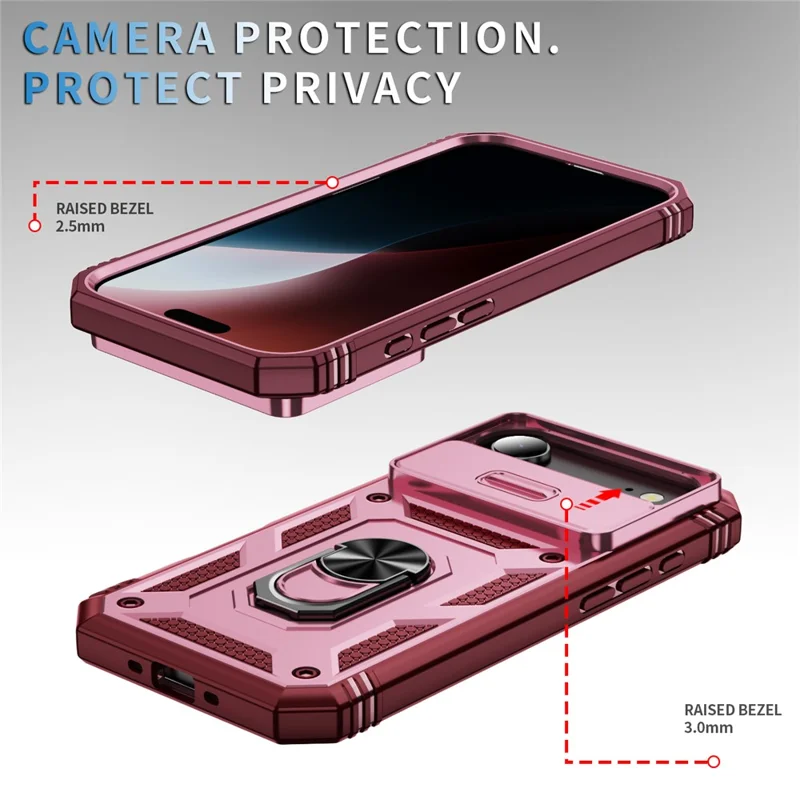 For iPhone Air Case TPU + PC Slide Camshield Kickstand Phone Cover - Dark Red
