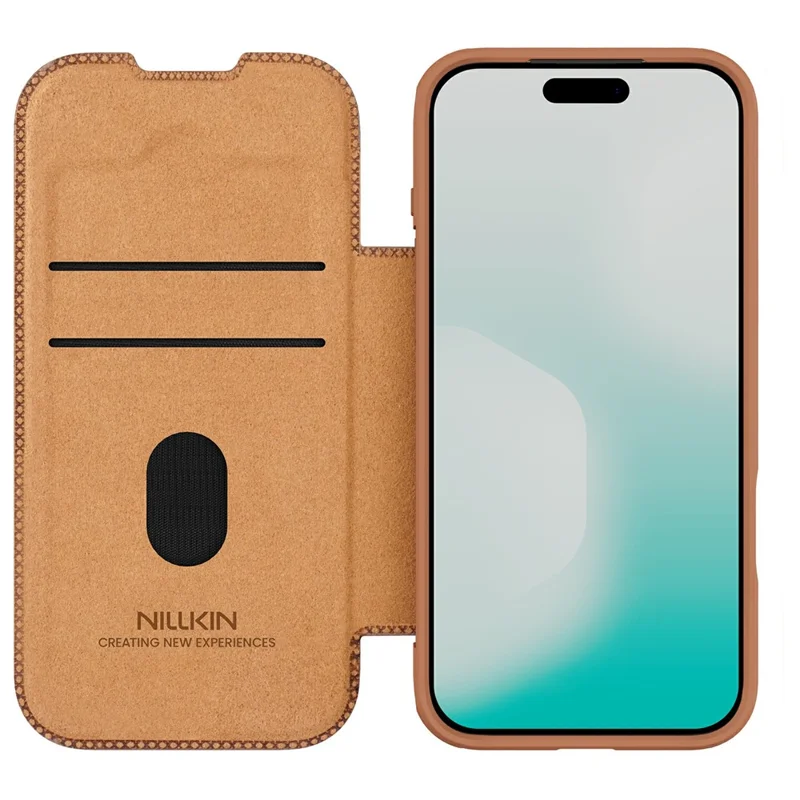 NILLKIN Qin Pro Serie für iPhone 17 Pro Hülle mit Kartenfächern Leder Handyhülle - Braun
