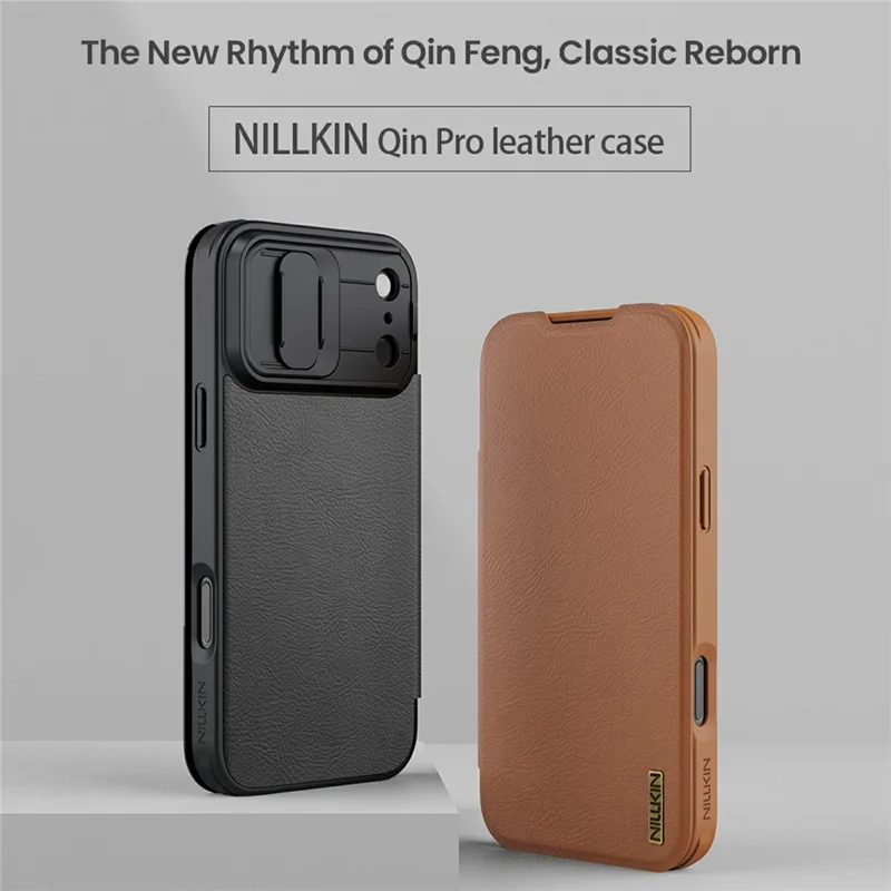 NILLKIN Qin Pro Serie für iPhone 17 Pro Hülle mit Kartenfächern Leder Handyhülle - Braun