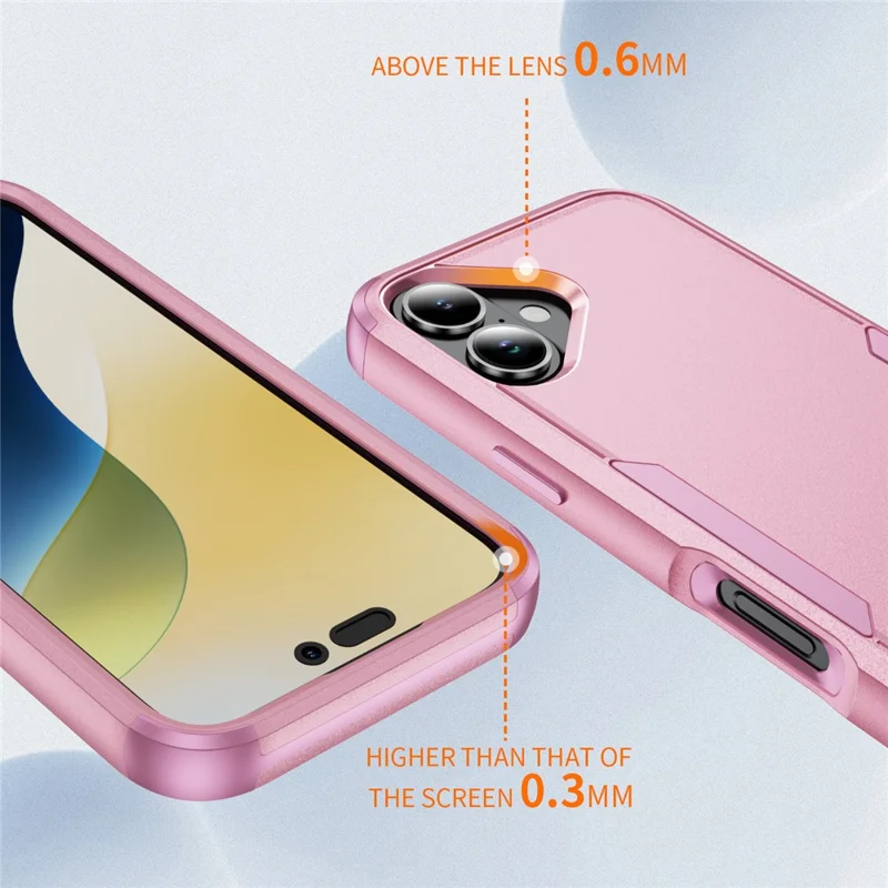 For iPhone 17 Case 3 in 1 Shockproof TPU PC Phone Cover - Pink
