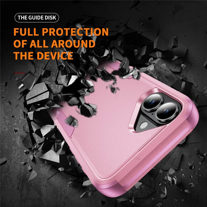 For iPhone 17 Case 3 in 1 Shockproof TPU PC Phone Cover - Pink