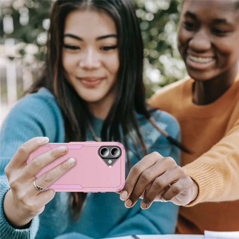 For iPhone 17 Case 3 in 1 Shockproof TPU PC Phone Cover - Pink