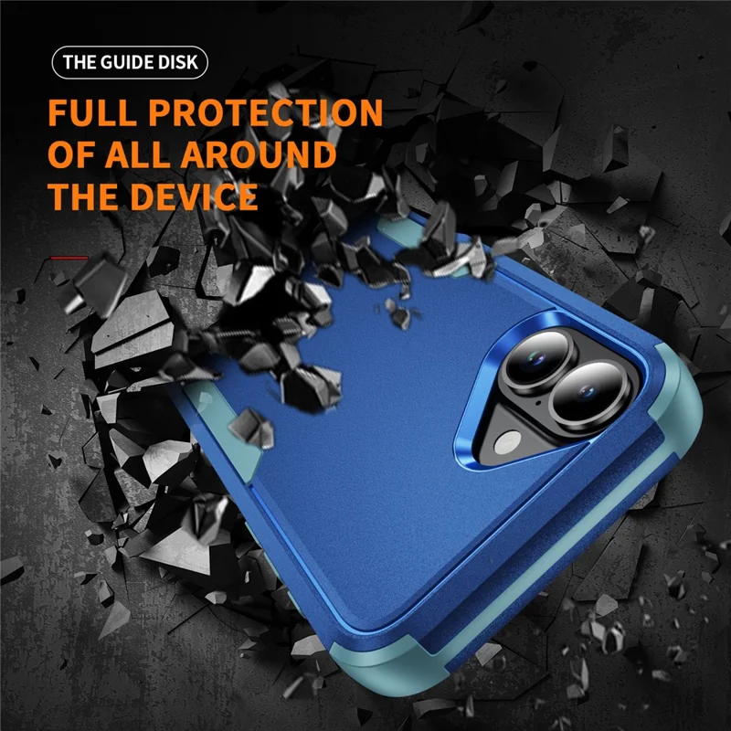 For iPhone 17 Case 3 in 1 Shockproof TPU PC Phone Cover - Sapphire+Grey Green