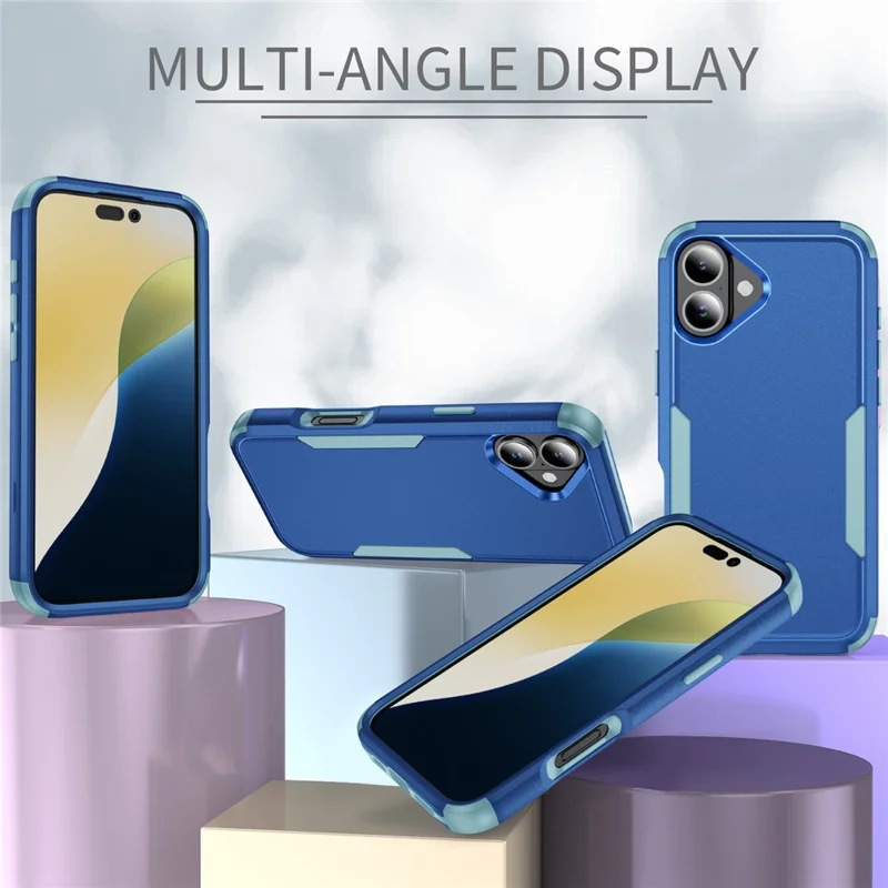 For iPhone 17 Case 3 in 1 Shockproof TPU PC Phone Cover - Sapphire+Grey Green
