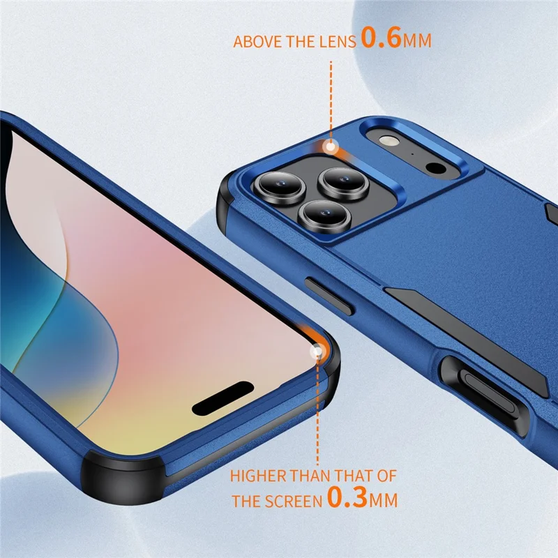For iPhone 17 Pro Max Case 3 in 1 Shockproof TPU PC Phone Cover - Sapphire+Black
