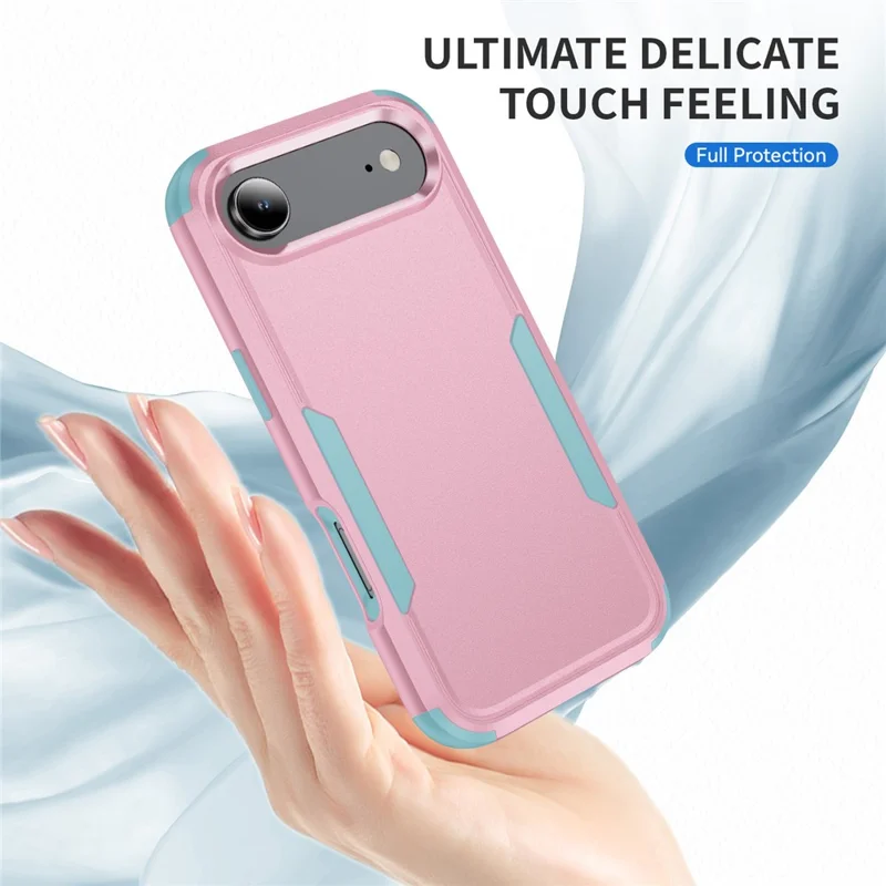 For iPhone Air Case 3 in 1 Shockproof TPU PC Phone Cover - Pink+Grey Green