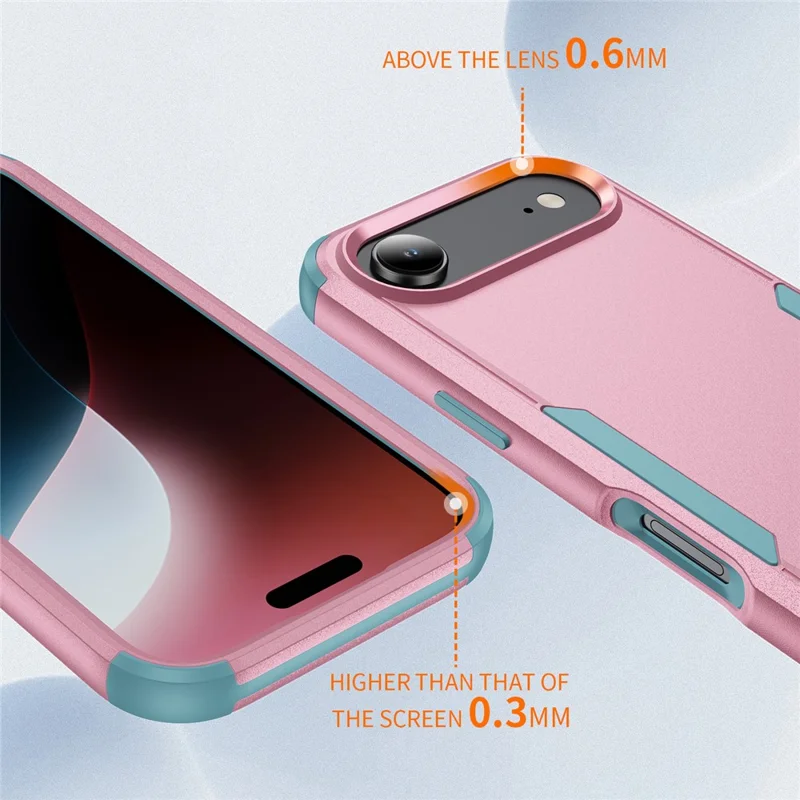 For iPhone Air Case 3 in 1 Shockproof TPU PC Phone Cover - Pink+Grey Green