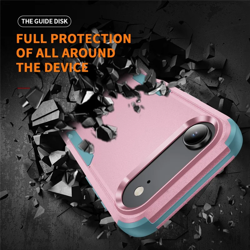 For iPhone Air Case 3 in 1 Shockproof TPU PC Phone Cover - Pink+Grey Green