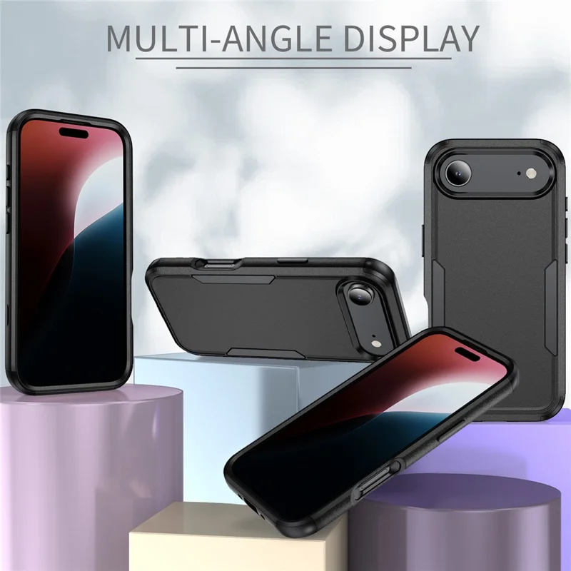 For iPhone Air Case 3 in 1 Shockproof TPU PC Phone Cover - Black