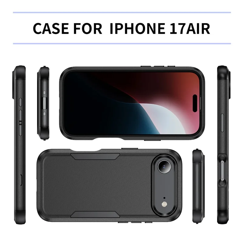 For iPhone Air Case 3 in 1 Shockproof TPU PC Phone Cover - Black