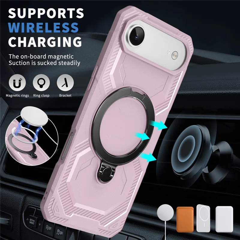 For iPhone Air Case Compatible with MagSafe Kickstand TPU + PC Phone Cover - Pink