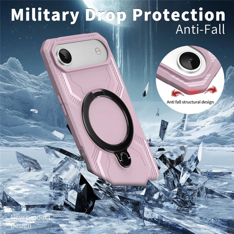 For iPhone Air Case Compatible with MagSafe Kickstand TPU + PC Phone Cover - Pink