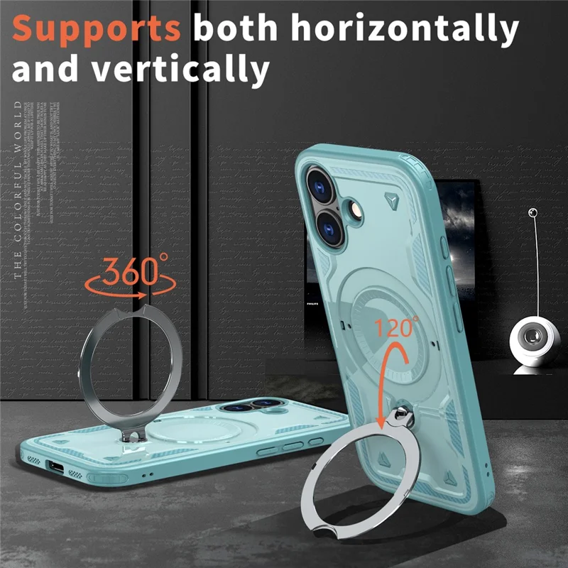 For iPhone 17 Case Compatible with MagSafe Military Protection PC + TPU Kickstand Phone Cover - Baby Blue