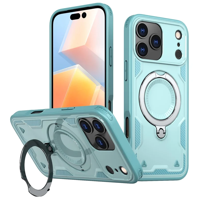 For iPhone 17 Pro Case Compatible with MagSafe Military Protection PC + TPU Kickstand Phone Cover - Baby Blue