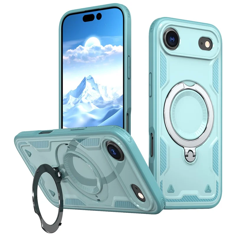 For iPhone Air Case Compatible with MagSafe Military Protection PC + TPU Kickstand Phone Cover - Baby Blue