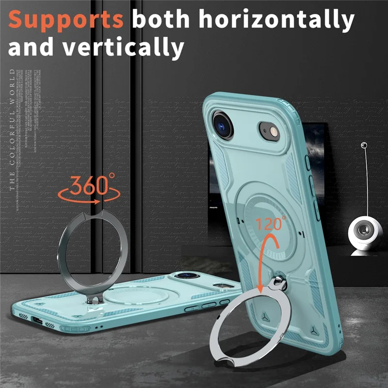 For iPhone Air Case Compatible with MagSafe Military Protection PC + TPU Kickstand Phone Cover - Baby Blue