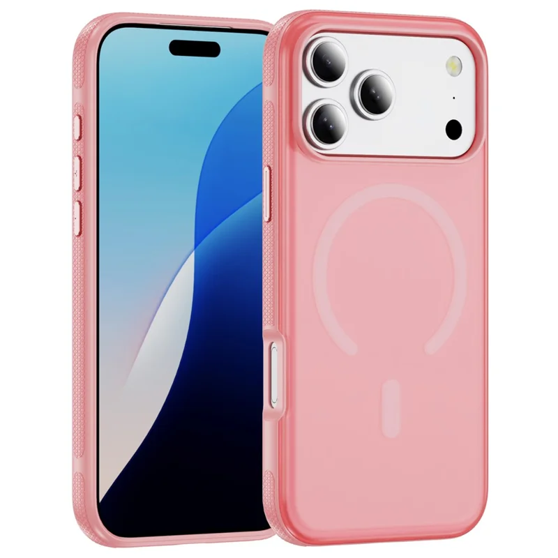 For iPhone 17 Pro Case PC + TPU Skin Touch Anti-drop Phone Cover Compatible with MagSafe - Pink