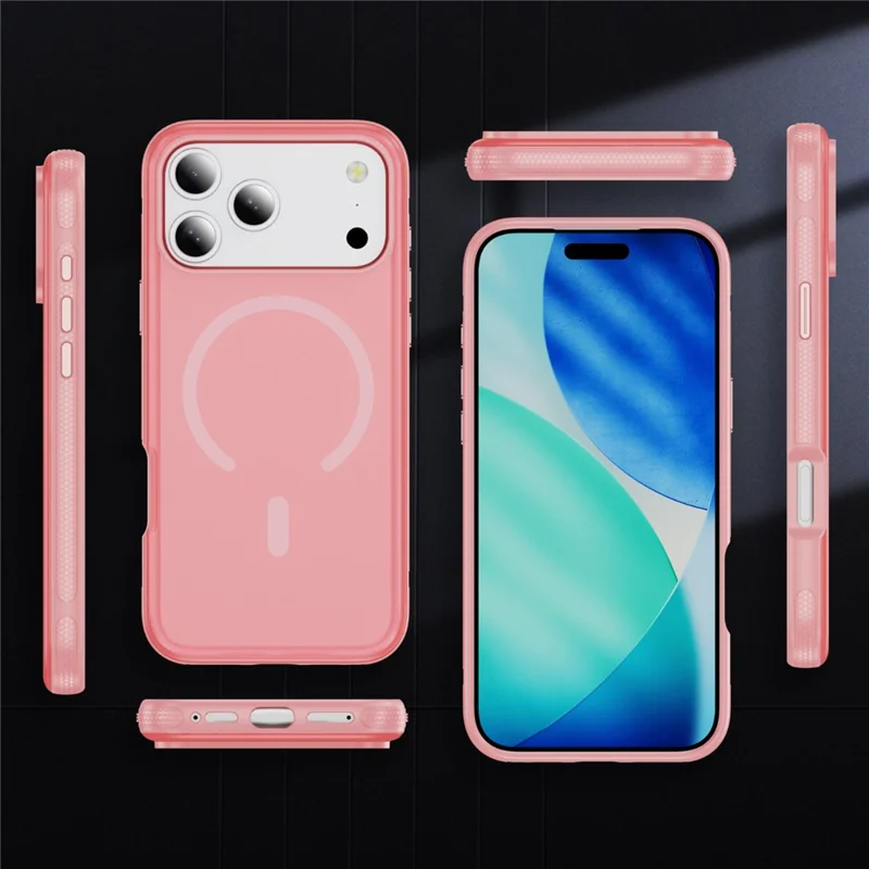 For iPhone 17 Pro Case PC + TPU Skin Touch Anti-drop Phone Cover Compatible with MagSafe - Pink