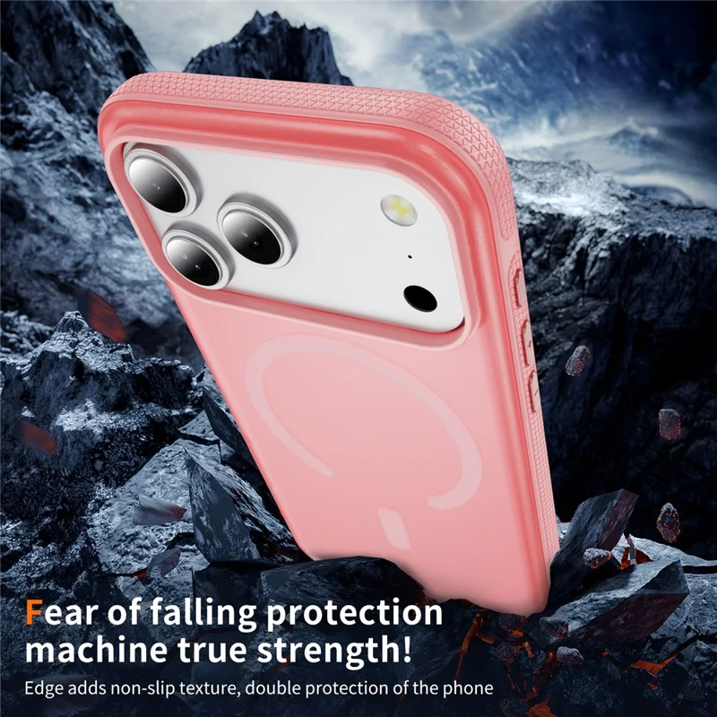 For iPhone 17 Pro Case PC + TPU Skin Touch Anti-drop Phone Cover Compatible with MagSafe - Pink