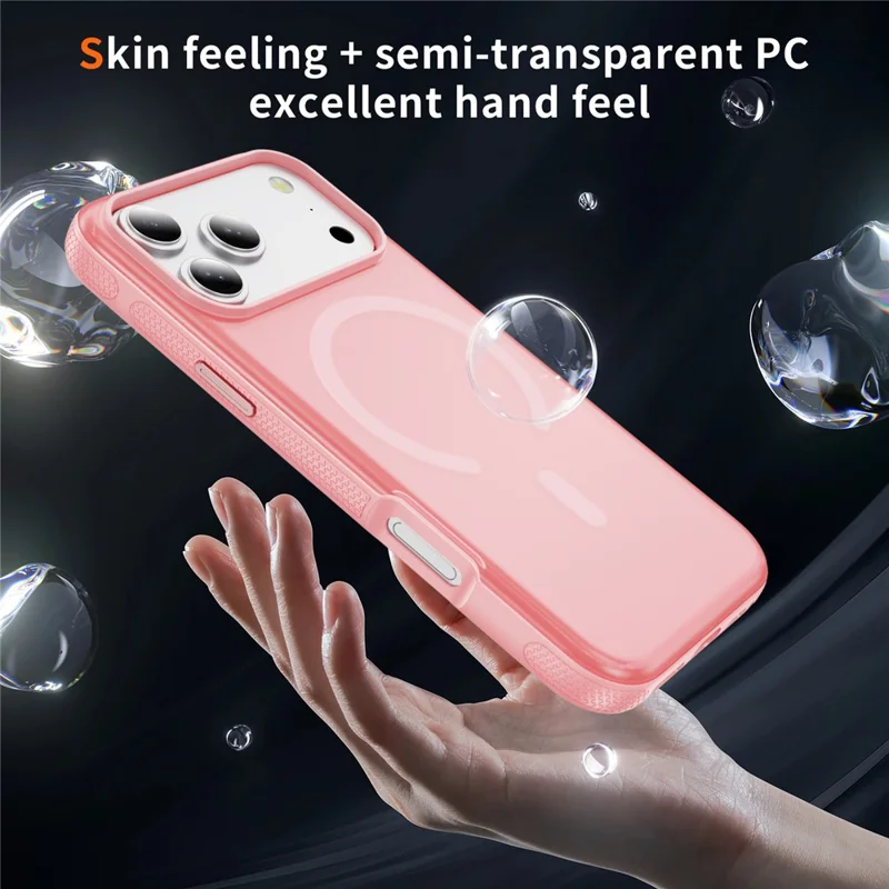 For iPhone 17 Pro Case PC + TPU Skin Touch Anti-drop Phone Cover Compatible with MagSafe - Pink
