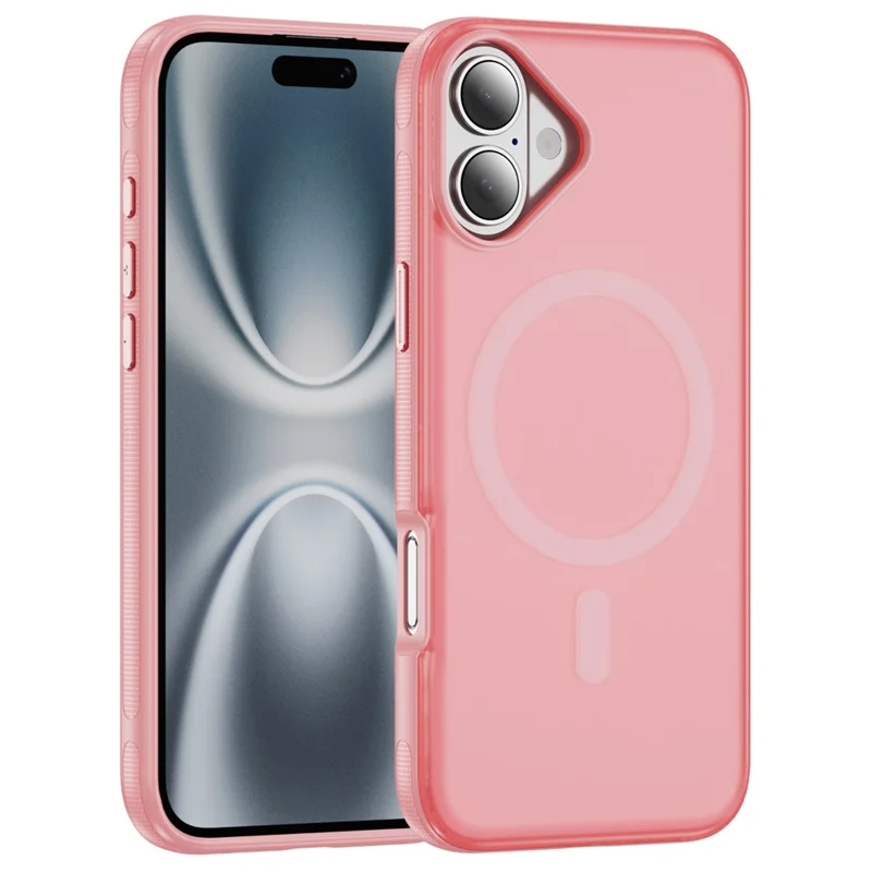 For iPhone 17 Case PC + TPU Skin Touch Anti-drop Phone Cover Compatible with MagSafe - Pink