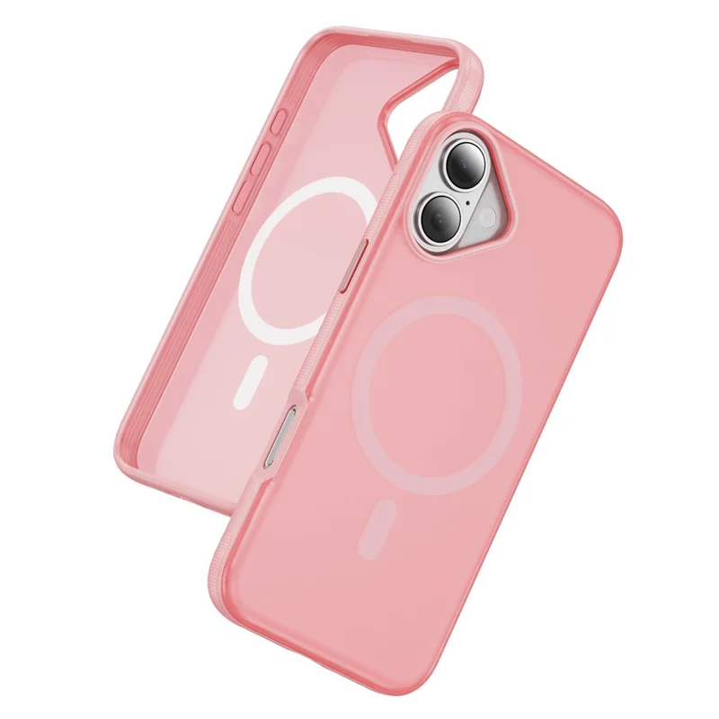 For iPhone 17 Case PC + TPU Skin Touch Anti-drop Phone Cover Compatible with MagSafe - Pink