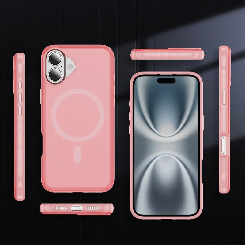 For iPhone 17 Case PC + TPU Skin Touch Anti-drop Phone Cover Compatible with MagSafe - Pink