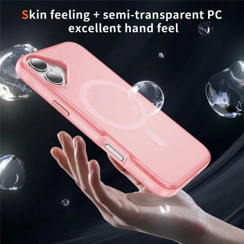 For iPhone 17 Case PC + TPU Skin Touch Anti-drop Phone Cover Compatible with MagSafe - Pink