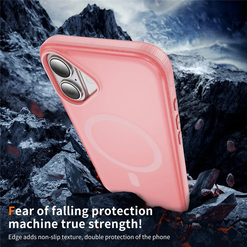 For iPhone 17 Case PC + TPU Skin Touch Anti-drop Phone Cover Compatible with MagSafe - Pink