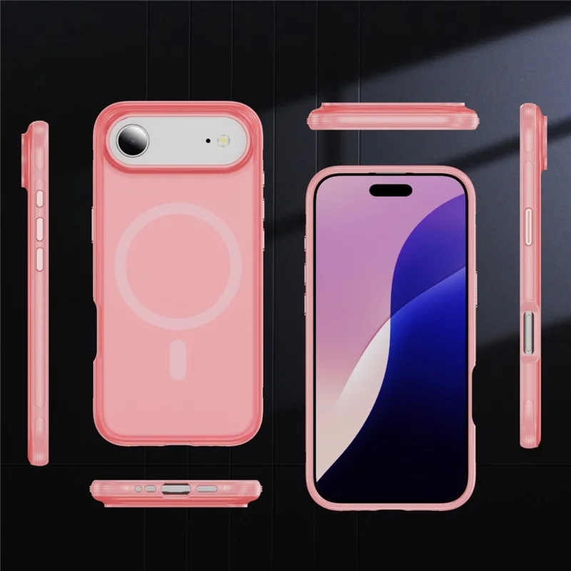 For iPhone Air Case PC + TPU Skin Touch Anti-drop Phone Cover Compatible with MagSafe - Pink