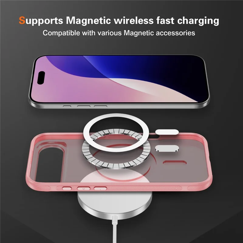 For iPhone Air Case PC + TPU Skin Touch Anti-drop Phone Cover Compatible with MagSafe - Pink
