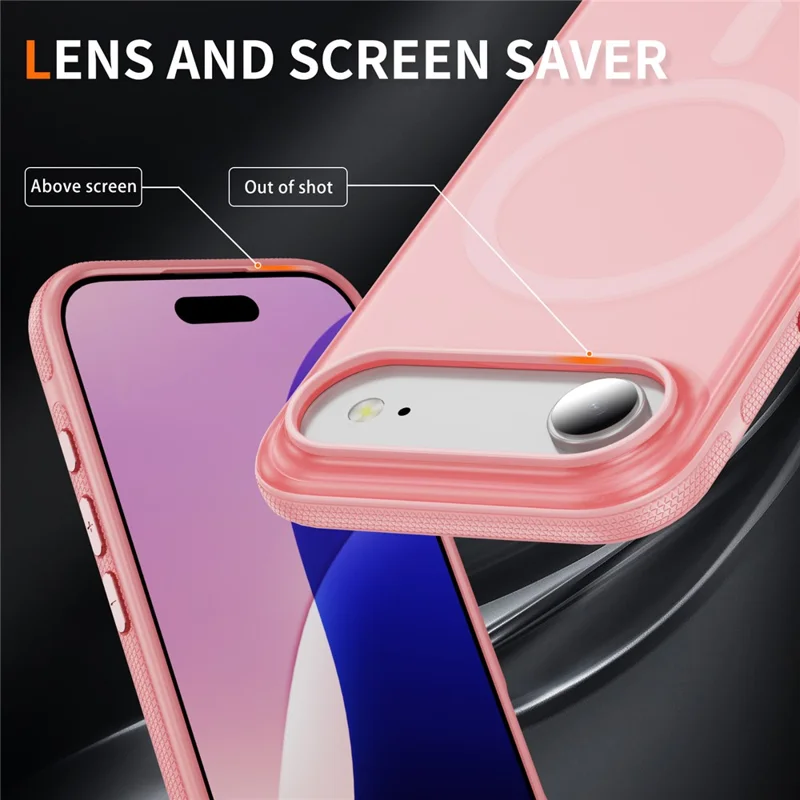 For iPhone Air Case PC + TPU Skin Touch Anti-drop Phone Cover Compatible with MagSafe - Pink