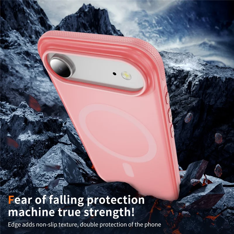 For iPhone Air Case PC + TPU Skin Touch Anti-drop Phone Cover Compatible with MagSafe - Pink