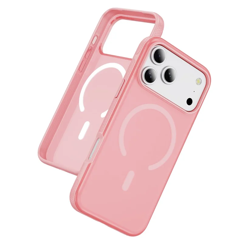 For iPhone 17 Pro Max Case PC + TPU Skin Touch Anti-drop Phone Cover Compatible with MagSafe - Pink