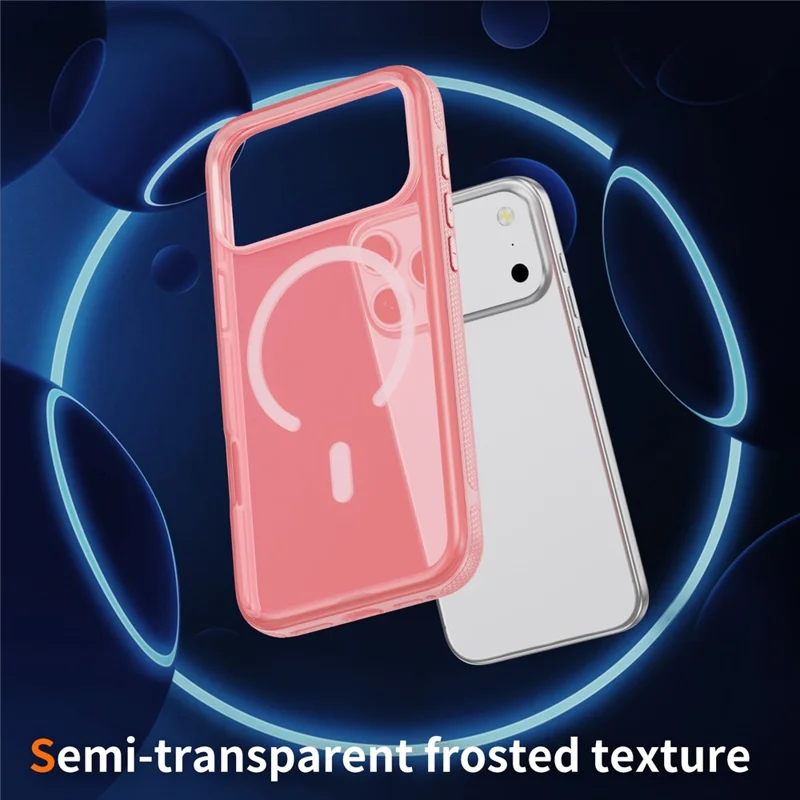 For iPhone 17 Pro Max Case PC + TPU Skin Touch Anti-drop Phone Cover Compatible with MagSafe - Pink