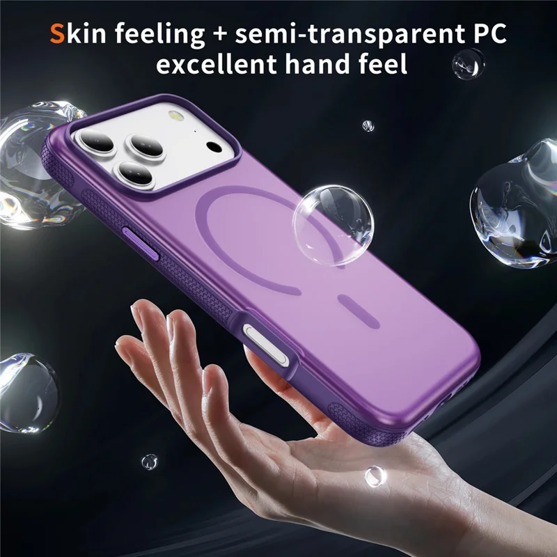 For iPhone 17 Pro Max Case PC + TPU Skin Touch Anti-drop Phone Cover Compatible with MagSafe - Purple