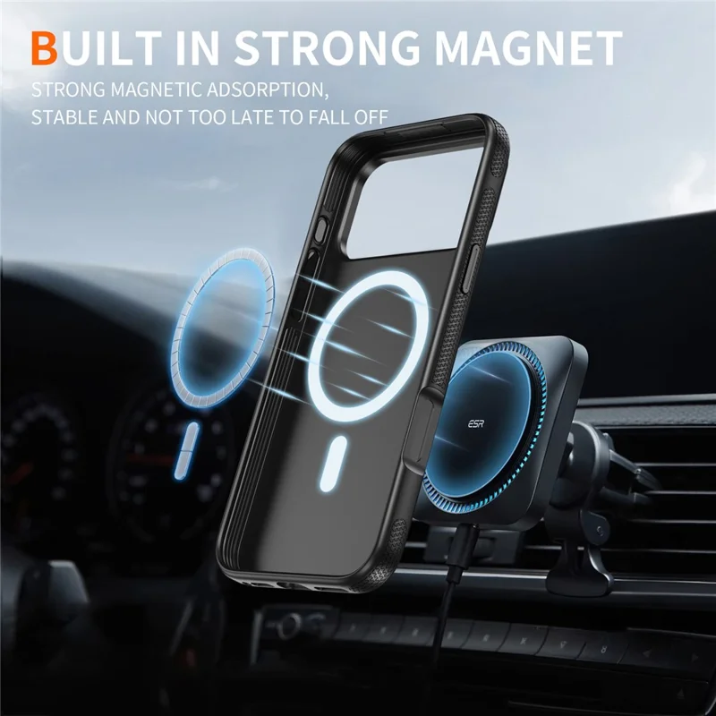 For iPhone 17 Pro Case Compatible with MagSafe 2.8mm PC + 2.2mm TPU Shockproof Hybrid Phone Cover - Black