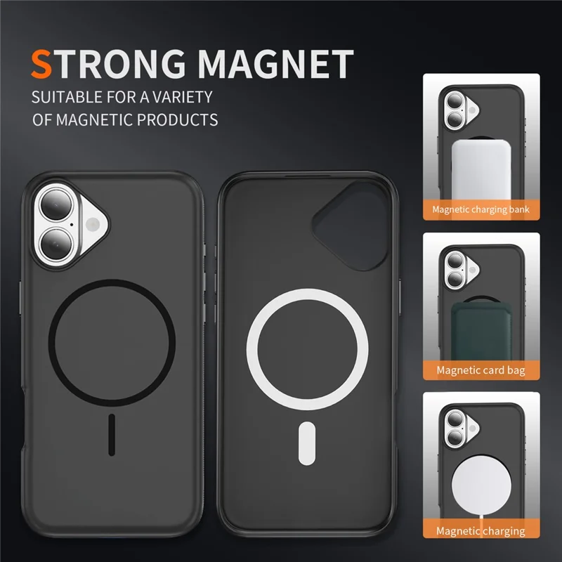 For iPhone 17 Case Compatible with MagSafe 2.8mm PC + 2.2mm TPU Shockproof Hybrid Phone Cover - Black