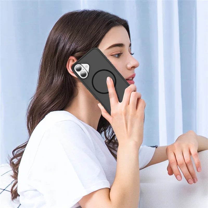 For iPhone 17 Case Compatible with MagSafe 2.8mm PC + 2.2mm TPU Shockproof Hybrid Phone Cover - Black