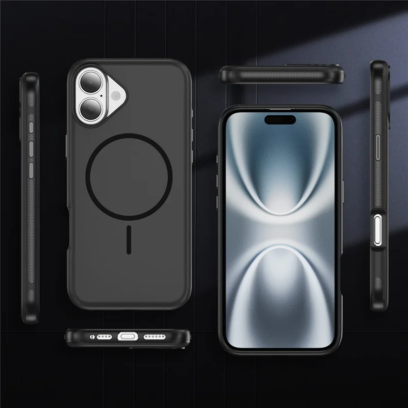 For iPhone 17 Case Compatible with MagSafe 2.8mm PC + 2.2mm TPU Shockproof Hybrid Phone Cover - Black