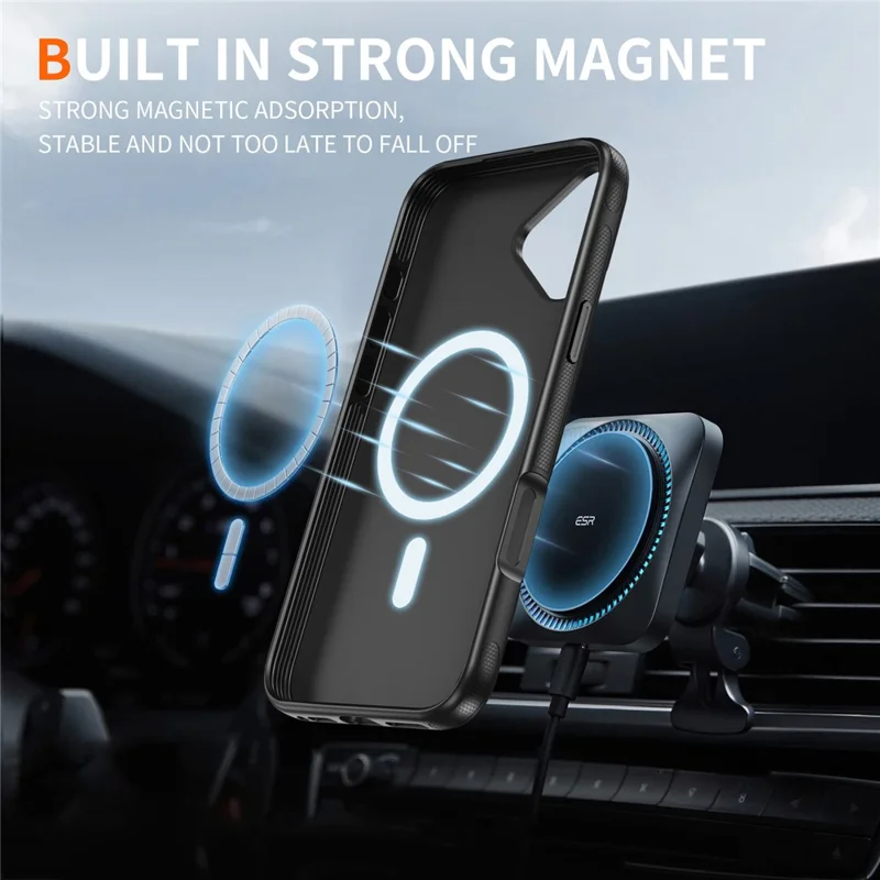 For iPhone 17 Case Compatible with MagSafe 2.8mm PC + 2.2mm TPU Shockproof Hybrid Phone Cover - Black