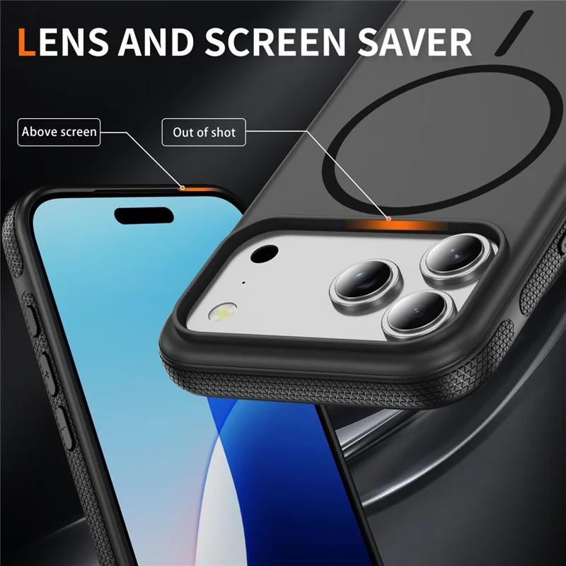 For iPhone 17 Pro Max Case Compatible with MagSafe 2.8mm PC + 2.2mm TPU Shockproof Hybrid Phone Cover - Black