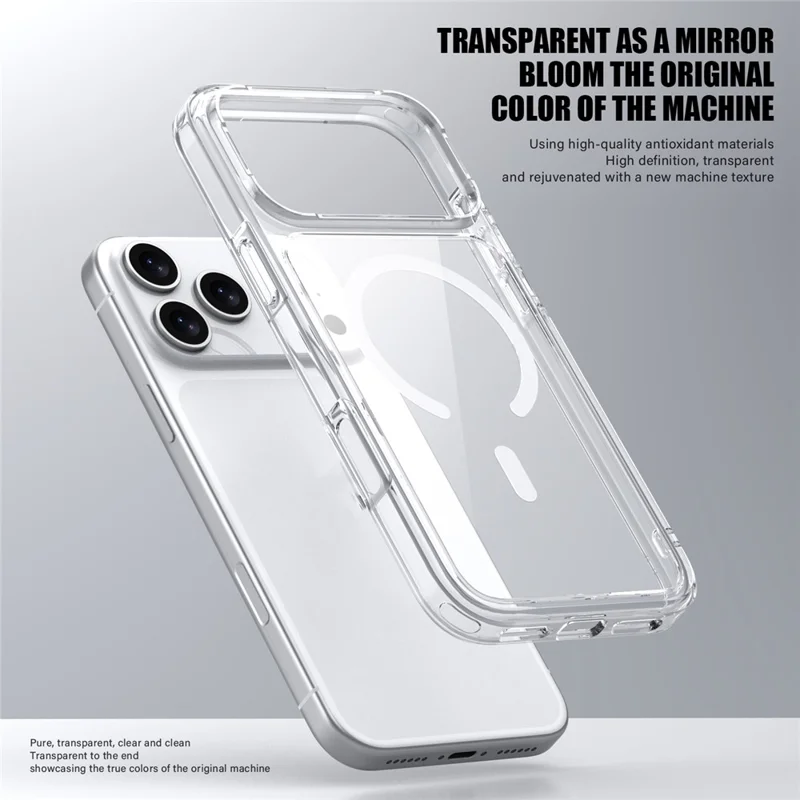 Étui iPhone 17 Pro Max Compatible avec MagSafe TPU + Housse de téléphone arrière en PC transparent - Transparent