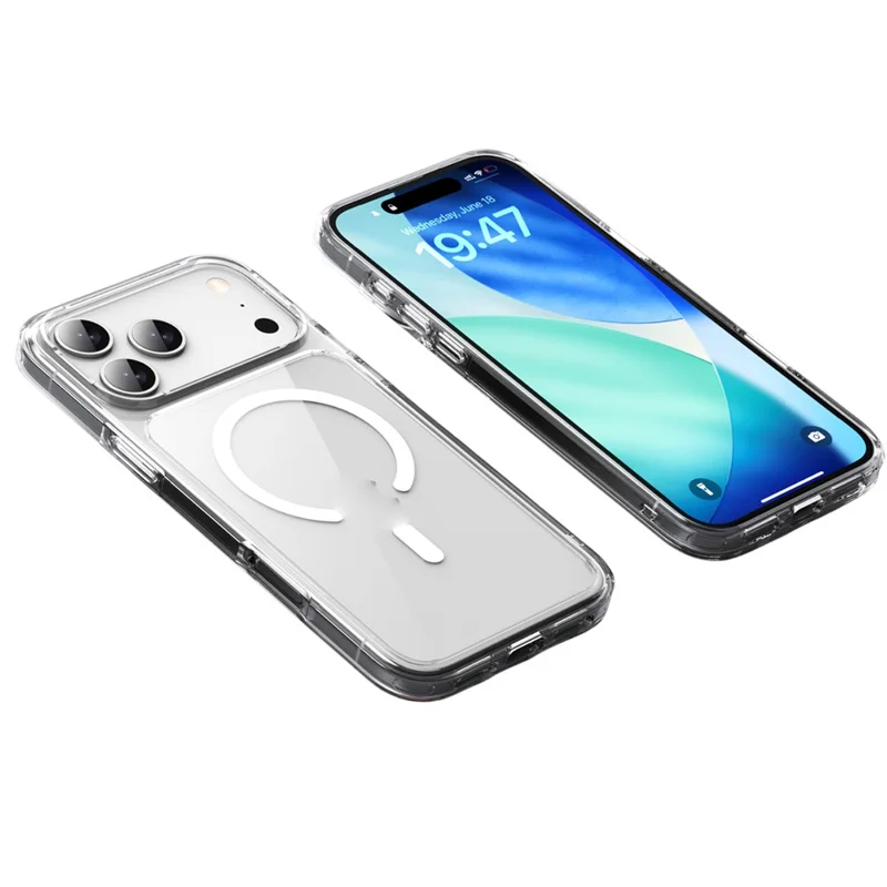 For iPhone 17 Pro Case Compatible with MagSafe TPU + PC Clear Phone Back Cover - Transparent