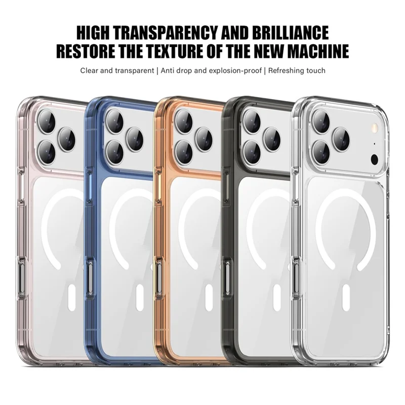 For iPhone 17 Pro Case Compatible with MagSafe TPU + PC Clear Phone Back Cover - Transparent Black