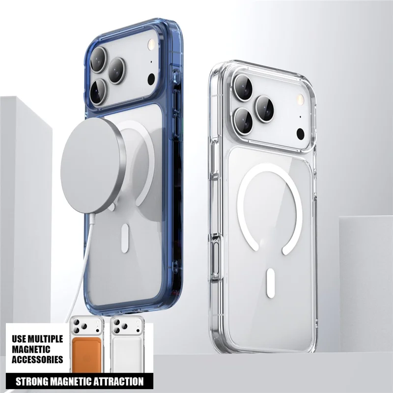 For iPhone 17 Pro Case Compatible with MagSafe TPU + PC Clear Phone Back Cover - Transparent Black