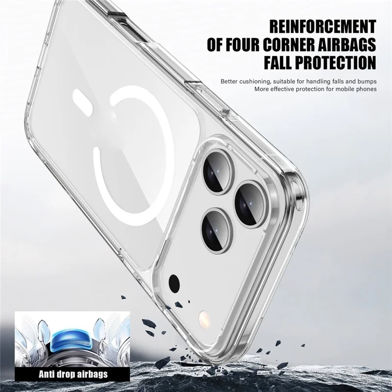For iPhone 17 Pro Case Compatible with MagSafe TPU + PC Clear Phone Back Cover - Transparent Black