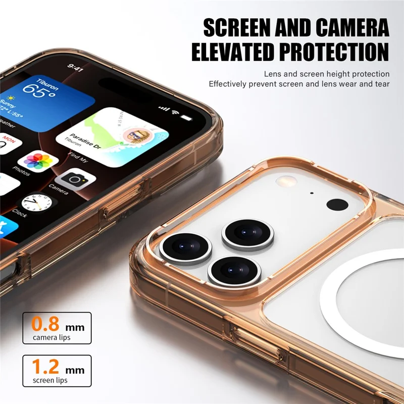 For iPhone 17 Pro Case Compatible with MagSafe TPU + PC Clear Phone Back Cover - Transparent Black