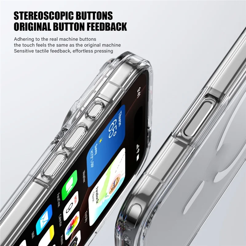 For iPhone 17 Pro Case Compatible with MagSafe TPU + PC Clear Phone Back Cover - Transparent Black