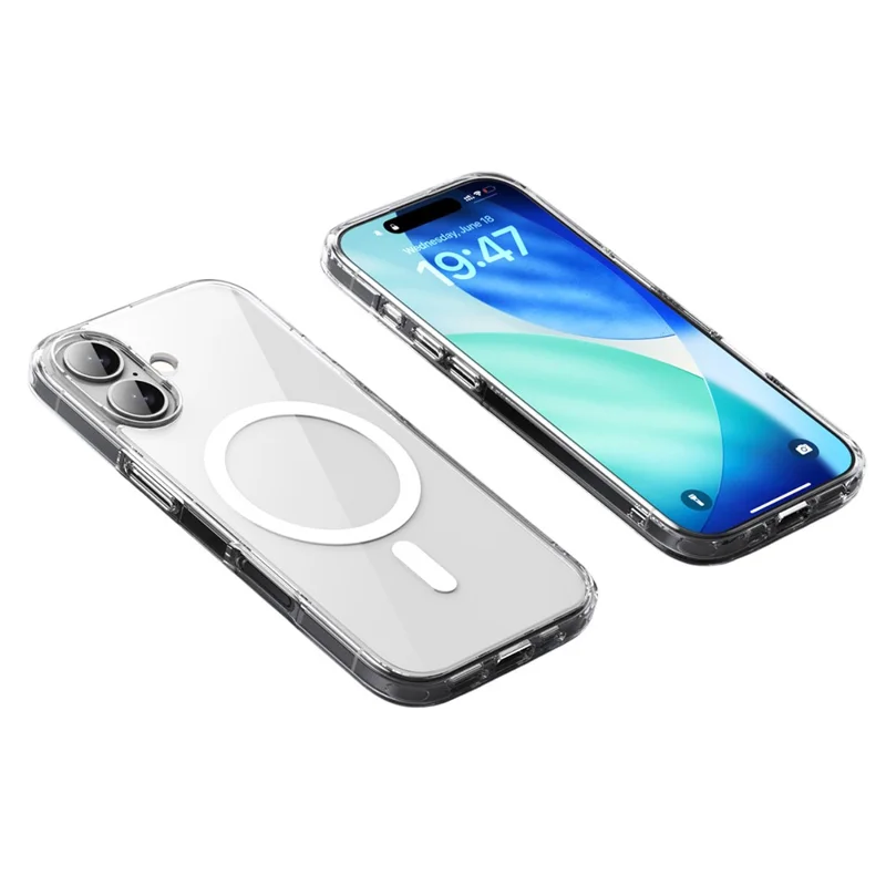 Étui pour iPhone 17 Compatible avec MagSafe Coque arrière en TPU + PC transparente - Transparent